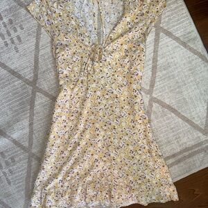 Abercrombie Yellow Floral Tie Back Mini Dress